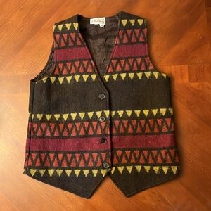 Vintage Wool Southwest Vest Button Up Waist Coat Medium Men’s Women’s 80s 90s